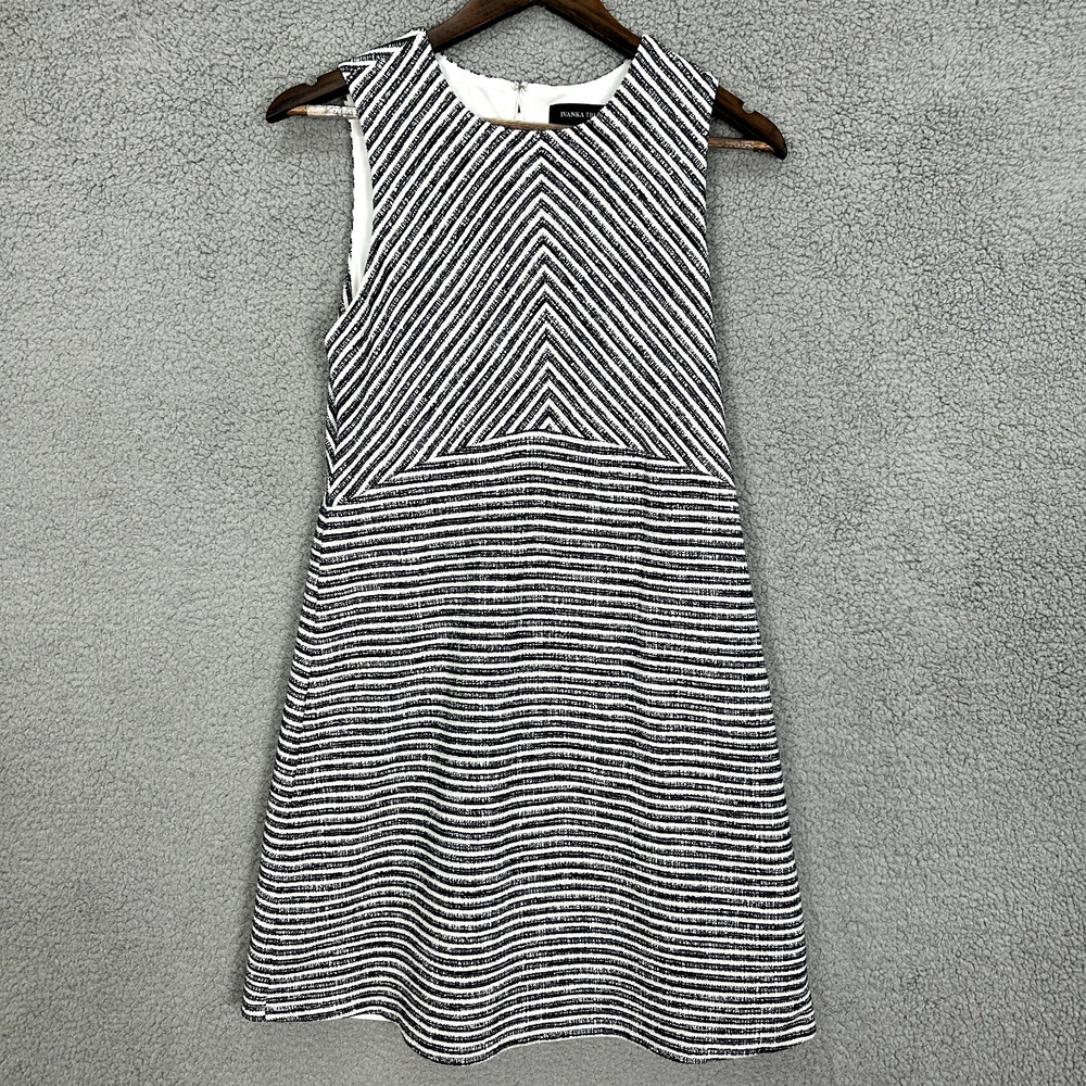 Ivanka Trump Sleeveless A line Dress Womens 8 Striped Nautical Parisian Chic